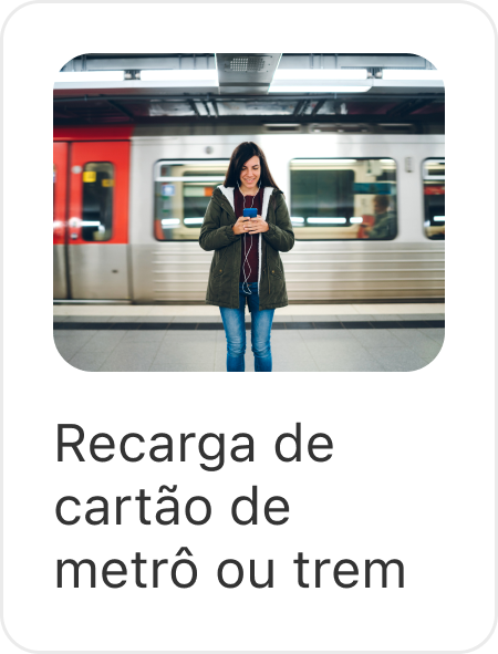 Recarga de cartão de metrô ou trem
